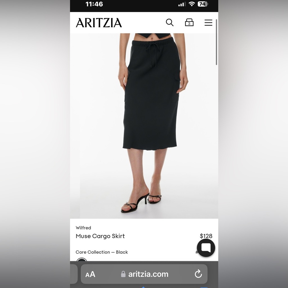 Aritzia muse cargo skirt